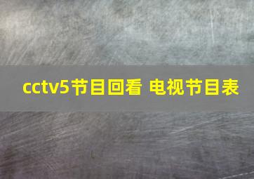 cctv5节目回看 电视节目表